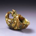 Rare Figural Sancai Glazed Rhyton, China, Tang Dynasty (618-907)