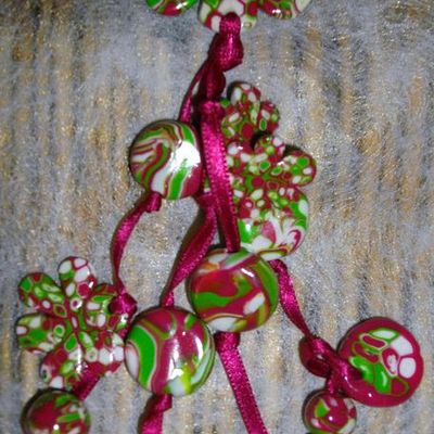 PorteClefs/Grigri  Vert et Fushia