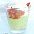 verrine de petits pois et boeuf haché