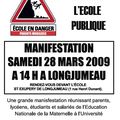 GRANDE MANIFESTATION DÉPARTEMENTALE "SAUVONS L'ÉCOLE" DU SAMEDI 28 MARS 