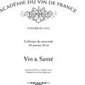 Vin & Santé colloque de l'Académie des Vins de France
