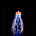 An aventurine-splashed blue glass snuff bottle. Attributed to Beijing, mid Qing dynasty