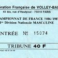 Billet entré Championnat de France volley 1986-1987