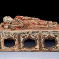A painted pottery figure of Kasyapa in the nirvana pose, Liao dynasty (916-1125)