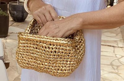 Pochette mini : fil lacet imitation cuir doré pour pochette du soir / trousse maquillage