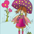 Illustration petite fée au parapluie