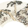 Wang Zhen (1867-1938), Poem in running script; crane and pine trees