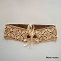 Ceinture dentelle écrue et tissu coton marron