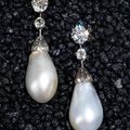 Important natural pearl and diamond pendant earrings, circa 1900