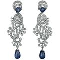 Cartier. Platinum earrings with sapphires and diamonds.