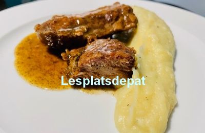 Joues de porc, purée de patates douces