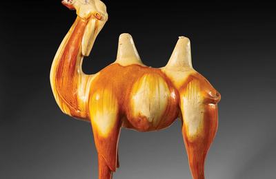 A 'Sancai' glazed pottery figure of a camel, Tang dynasty (618-907) 