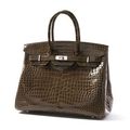 Hermès Paris made in france Exceptionnel sac «Birkin» 35 cm en crocodile Porosus gris éléphant