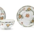 A rare pair of Du Paquier teabowls and saucers, circa 1730