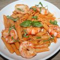 Penne rigate aux gambas sauce gorgonzola