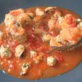Grande roussette (saumonette) marinée sauce tomate