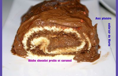 BÛCHE CHOCO-PRALIN AU COEUR CARAMEL