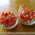 Verrines avocat crabe/tartare de tomates