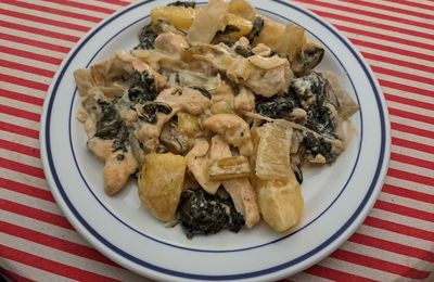 Aiguillettes de poulet aux blettes et aux pommes de terre