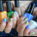 Nail art aux couleurs du paon