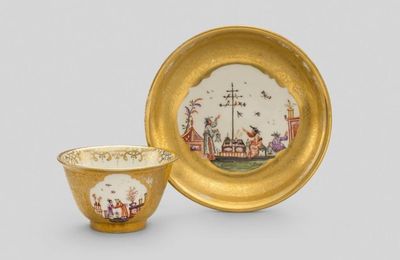 Tea bowl and saucer, Anna Elizabeth Wald, Auffenwerth Workshop, Meissen, ca.1725-1730