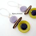 BO433 - Boucles d'oreille ethniques en tagua et graine