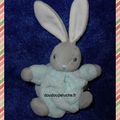 Mini doudou lapin plume kaloo, bleu aqua gris, velours, www.doudoupeluche.fr