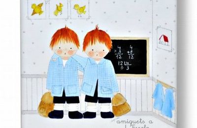 Un cuadro infantil personalizado "Amiguitos en la escuela"