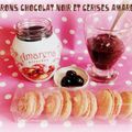 Macarons chocolat noir et cerises amarena