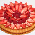 Tarte génoise fraises et framboises