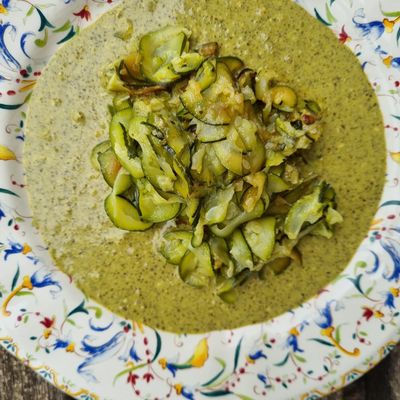 Tagliatelles de courgette à la crème de pesto