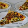 Tarte aux fanes de betteraves rouges, champignons et chorizo