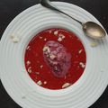 SOUPE de Fraises et Quenelles de Myrtilles Glacées