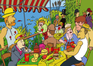 je vais à la guinguette.