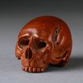A Late 17th Century German Carved Boxwood 'Memento Mori' Skull. Circa 1680