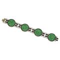 Carved jadeite, diamond and enamel bracelet, French, circa 1920