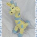 Doudou Peluche Girafe Jaune Et Bleu Echarpe Plushtoys Top