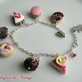 Bracelet gourmand pâtisserie et bonbon en fimo