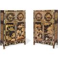 A pair of gilt-decorated black lacquer cabinets, Jiaqing-Daoguang period (1796-1850)