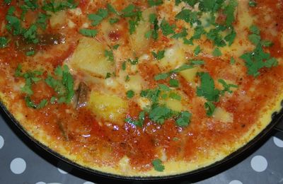 Omelette et sa piperade sans gluten ni produits laitiers