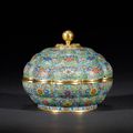 An extremely fine cloisonné enamel, lobed box and cover attributed to The Imperial Workshops of The Qianlong Emperor