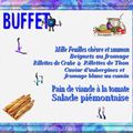 Buffet bleu des entrées et des plats...