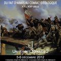 Publicité autour d'un prochain colloque international : la bataille comme fait d'armes et combat idéologique (décembre 2012)