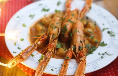 Dombrés de bananes jaunes aux langoustines 