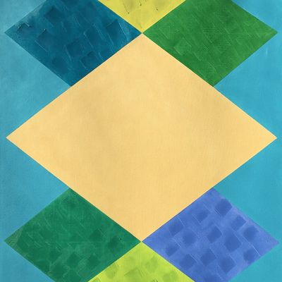 Art géométrique ' Temps présent' huile/toile 130x89 (juillet 2024)