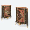 A pair of Louis XV ormolu-mounted Chinese Coromandel lacquer and vernis Martin encoignures (corner cabinets) by Adrien Delorme, 