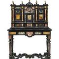 An Italian  ormolu-mounted, specimen hardston, tortoiseshell and ebony cabinet-on-stand. circa 1700, probably Florence