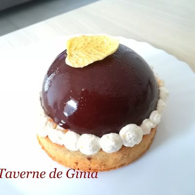 Tartelettes noisettes et son dôme choco-orange, chantilly mascapone-orange