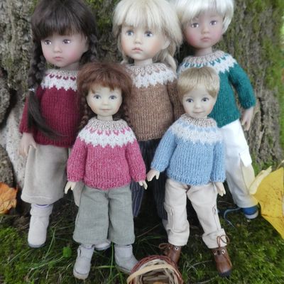 Petits pulls ou gilest encolure jacquard pour les petits (tuto L8 et H11)