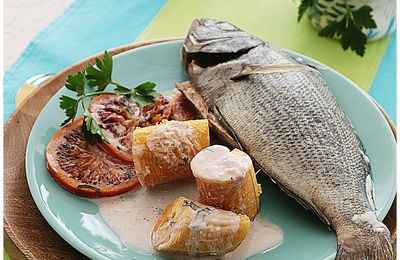 Daurade aux bananes plantain, à l'orange et lait de coco....